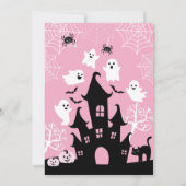 ピンクのハロウィン誕生日 招待状 (裏面)