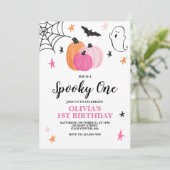 ピンクのハロウィン1歳の誕生日 招待状 (スタンド正面)