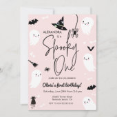 ピンクのハロウィン1歳誕生日 - スプーキーワン 招待状 (正面)