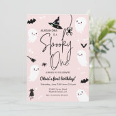 ピンクのハロウィン1歳誕生日 - スプーキーワン 招待状 (スタンド正面)