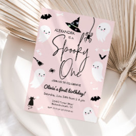 ピンクのハロウィン1歳誕生日 - スプーキーワン 招待状
