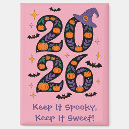 ピンクのハロウィン2026のかぼちゃと魔女の帽子 怖可愛い マグネット