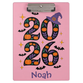 ピンクのハロウィン2026 カボチャと魔女の帽子 怖可愛い クリップボード