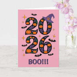 ピンクのハロウィン2026 パンプキン魔女の帽子スプーキー カード
