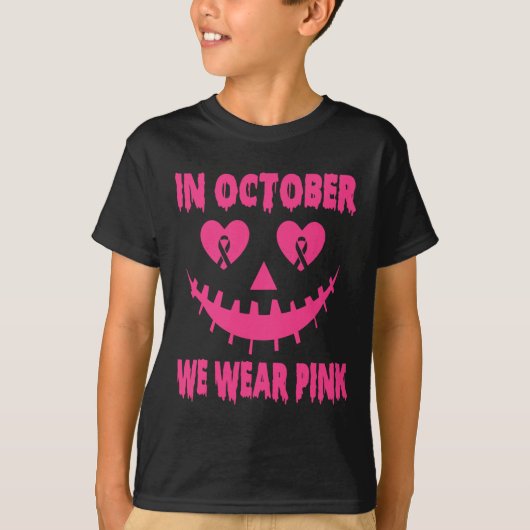 ピンクのハロウィン・パーカーを着よう 乳がん啓発 Tシャツ (正面)