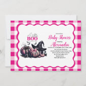 ピンクのハロウィン ベイビーシャワー 招待状 (正面)