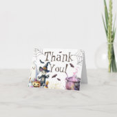 ピンクのハロウィン ベイビー シャワー 折りたとう型の感謝カード サンキューカード (正面)