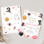 ピンクのハロウィン ベイビー シャワー 招待状