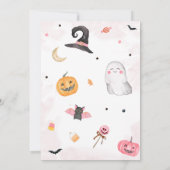 ピンクのハロウィン ベイビー シャワー 招待状 (裏面)