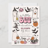 ピンクのハロウィン・ベビーシャワー招待状 "A Little Boo" 招待状 (正面)