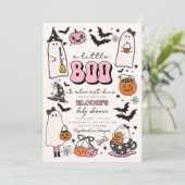 ピンクのハロウィン・ベビーシャワー招待状 "A Little Boo" 招待状 (スタンド正面)