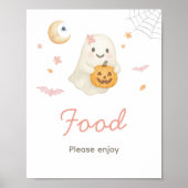 ピンクのハロウィン リトルブーのフードサイン ポスター (正面)