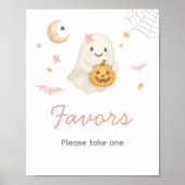 ピンクのハロウィン リトルブー お礼サイン ポスター (正面)