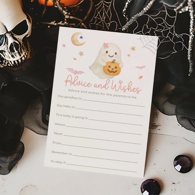 ピンクのハロウィン リトルブー アドバイスとお祝いのゲーム (Girl Little Boo Baby Shower Advice and Wishes Game)