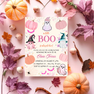 ピンクのハロウィン リトルブー ゴースト ベイビーシャワー 招待状