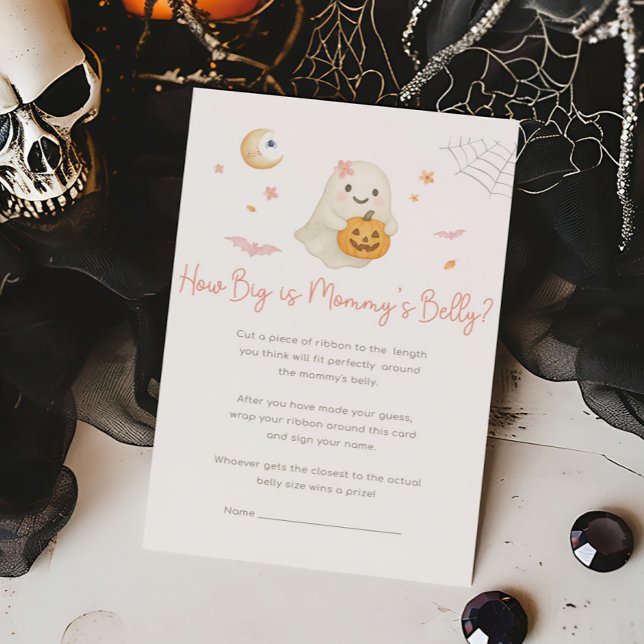 ピンクのハロウィン リトルブー ママのお腹はどのくらい大きいの？ (Girl Little Boo Baby Shower How Big Is Mommy's Belly Game)