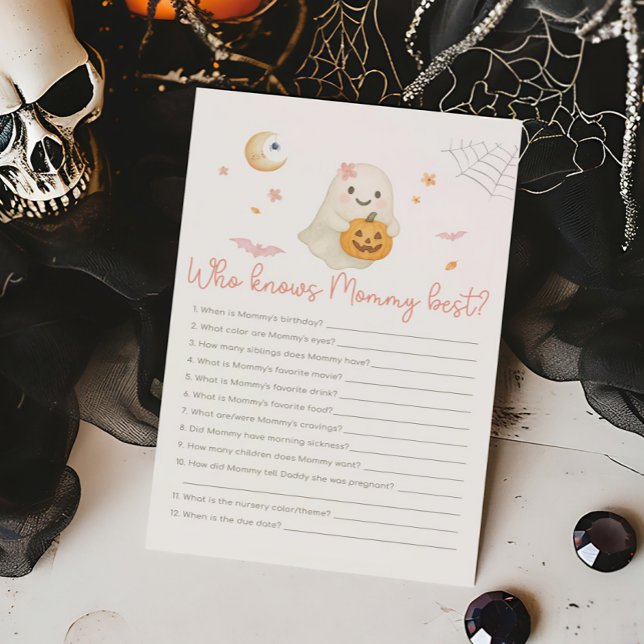 ピンクのハロウィン リトルブー・モミー・ベストを知る (Girl Little Boo Baby Shower Who Knows Mommy Best Game)