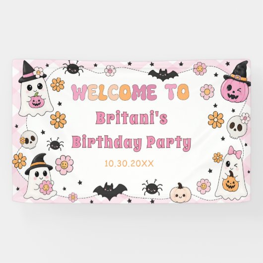 ピンクのハロウィン 横断幕 (横)