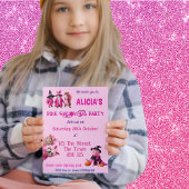 ピンクのハロウィーンかわいい動物不気味招待状 招待状