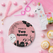 ピンクのハロウィーンの二不気味な二番目の誕生日パーティー ペーパープレート (パーティー)