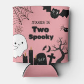 ピンクのハロウィーンの二不気味な二番目の誕生日パーティー 缶クーラー (正面)