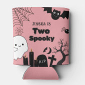 ピンクのハロウィーンの二不気味な二番目の誕生日パーティー 缶クーラー (裏面)