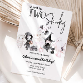 ピンクのハロウィーンの招待2nd誕生日スプキー2 招待状