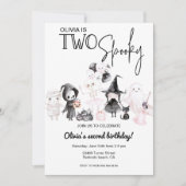 ピンクのハロウィーンの招待2nd誕生日スプキー2 招待状 (正面)