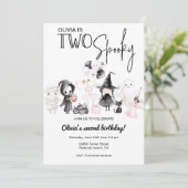 ピンクのハロウィーンの招待2nd誕生日スプキー2 招待状 (スタンド正面)