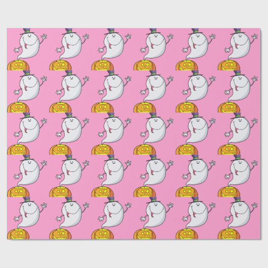 ピンクのハロウィーンの漫画ガーリーギフト ラッピングペーパー (フラット)