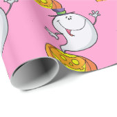 ピンクのハロウィーンの漫画ガーリーギフト ラッピングペーパー (ロールコーナー)