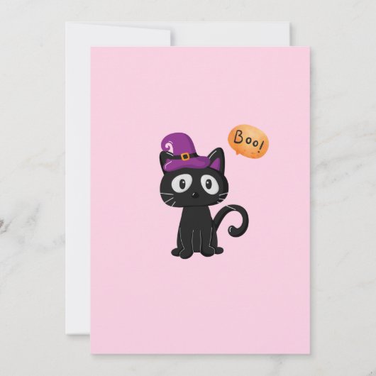 ピンクのハロウィーンの衣装パーティーかわいいおもしろい 招待状 (裏面)