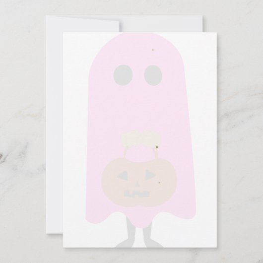 ピンクのハロウィーンの誕生日パーティーの招子供へ待 招待状 (裏面)