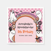ピンクのハロウィーンの誕生日パ子供へーティ スタンダードカクテルナプキン (正面)