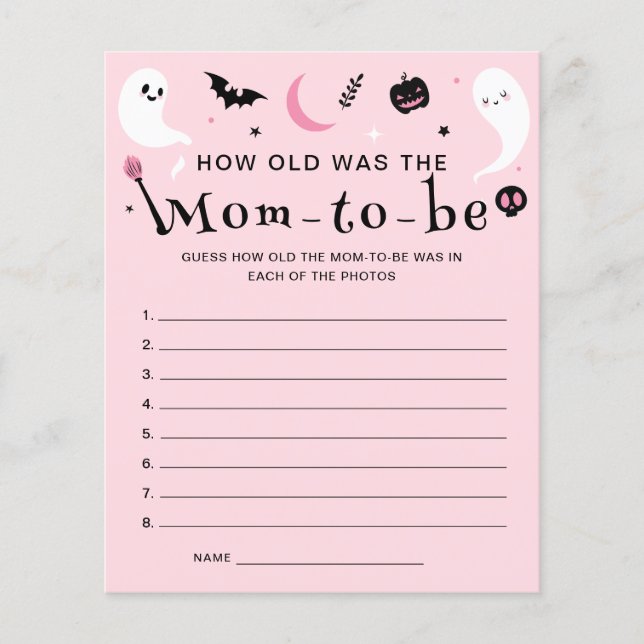 ピンクのハロウィーンの赤ちゃんシャワーどのように古いママのゲーム (正面)