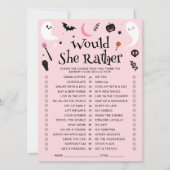 ピンクのハロウィーンの赤ちゃんシャワー彼女はむしろカード 招待状 (正面)