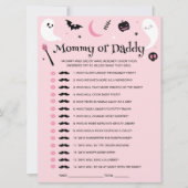 ピンクのハロウィーンの赤ちゃんシャワー推測誰のゲームカード 招待状