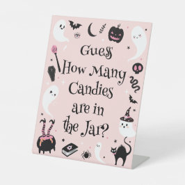 ピンクのハロウィーンの赤ちゃんシャワー数を推測 台座サイン