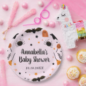 ピンクのハロウィーンの赤ちゃんシャワー ペーパープレート (パーティー)