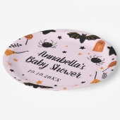 ピンクのハロウィーンの赤ちゃんシャワー ペーパープレート (アングル)