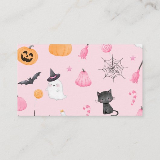 ピンクのハロウィーンはカボチャの数を推測する エンクロージャーカード (裏面)