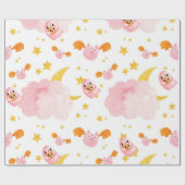 ピンクのハロウィーンカボチャ幽霊と可愛いこうもり ラッピングペーパー (フラット)