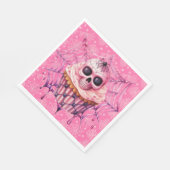 ピンクのハロウィーンスパイダーウェブ スタンダードランチョンナプキン (角)