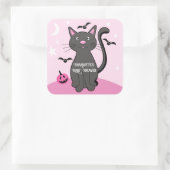 ピンクのハロウィーンブラックキャットガールベビーシャワー スクエアシール (バッグ)