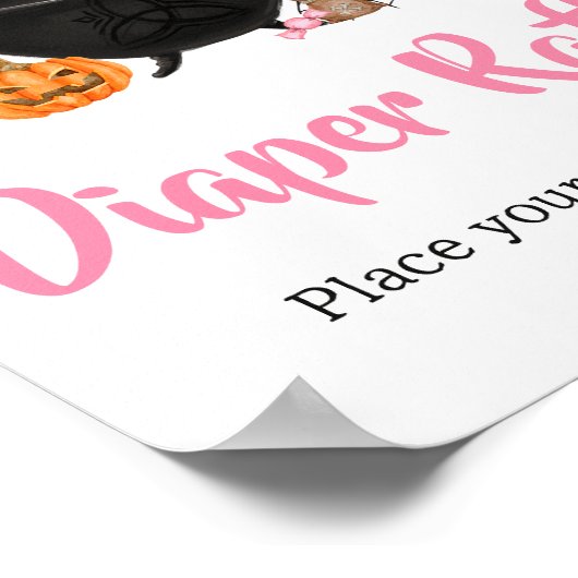 ピンクのハロウィーンベビーがブルーイングおむつラッフル ポスター (角)