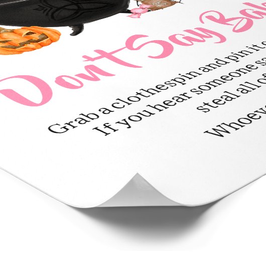 ピンクのハロウィーンベビーは醸造酒はベビーと言わない ポスター (角)