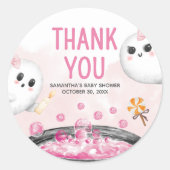 ピンクのハロウィーン女の子の赤ちゃんシャワー ラウンドシール (正面)
