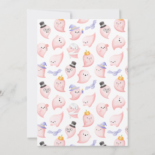 ピンクのハロウィーン小さなブーほとんど赤ちゃんシャワー 招待状 (裏面)