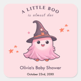 ピンクのハロウィーン小さなブー赤ちゃんシャワー スクエアシール
