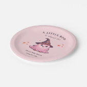 ピンクのハロウィーン小さなブー赤ちゃんシャワー ペーパープレート (アングル)